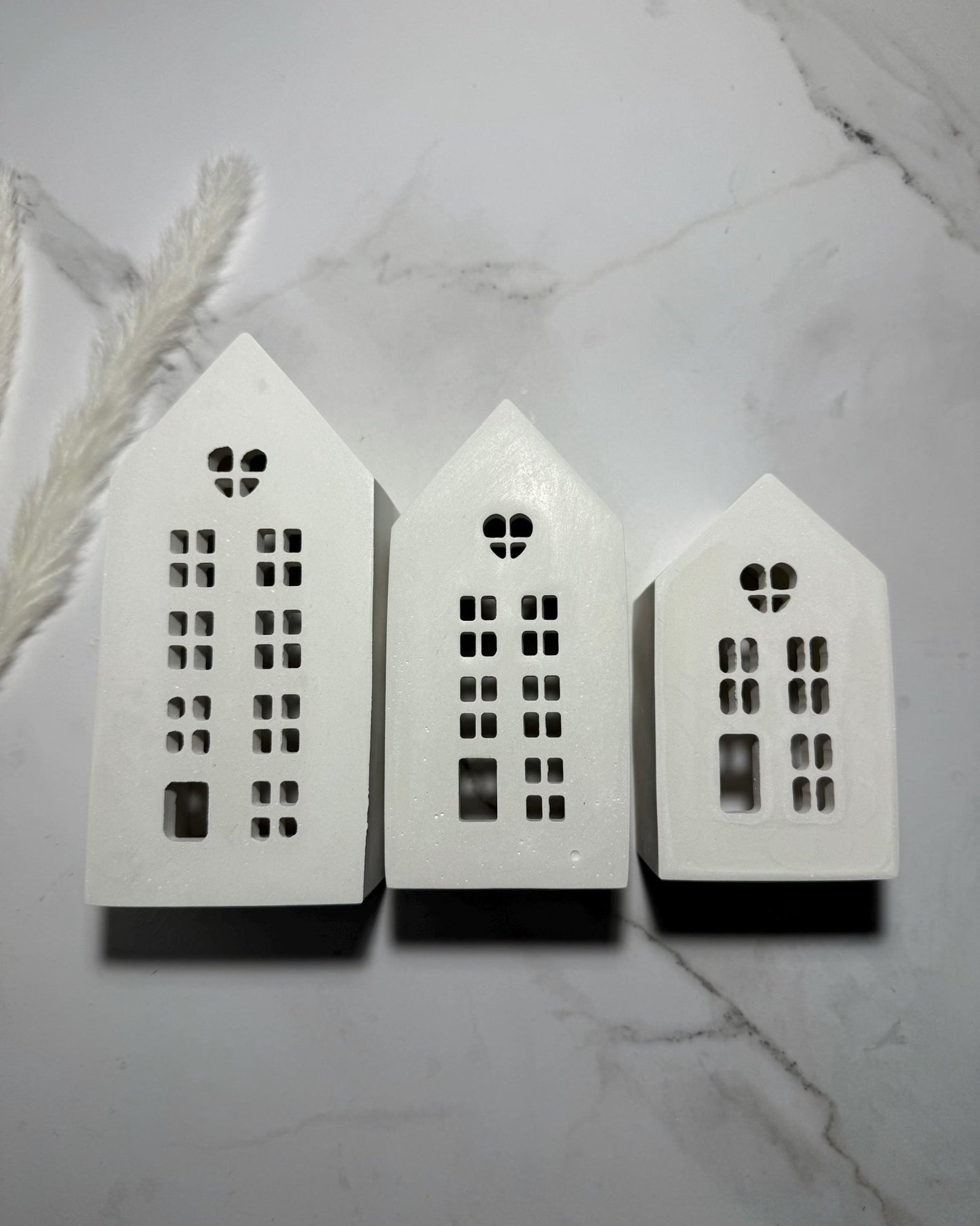 Handcrafted Holiday Candle House - Concrete Christmas Decoration - Dustivy